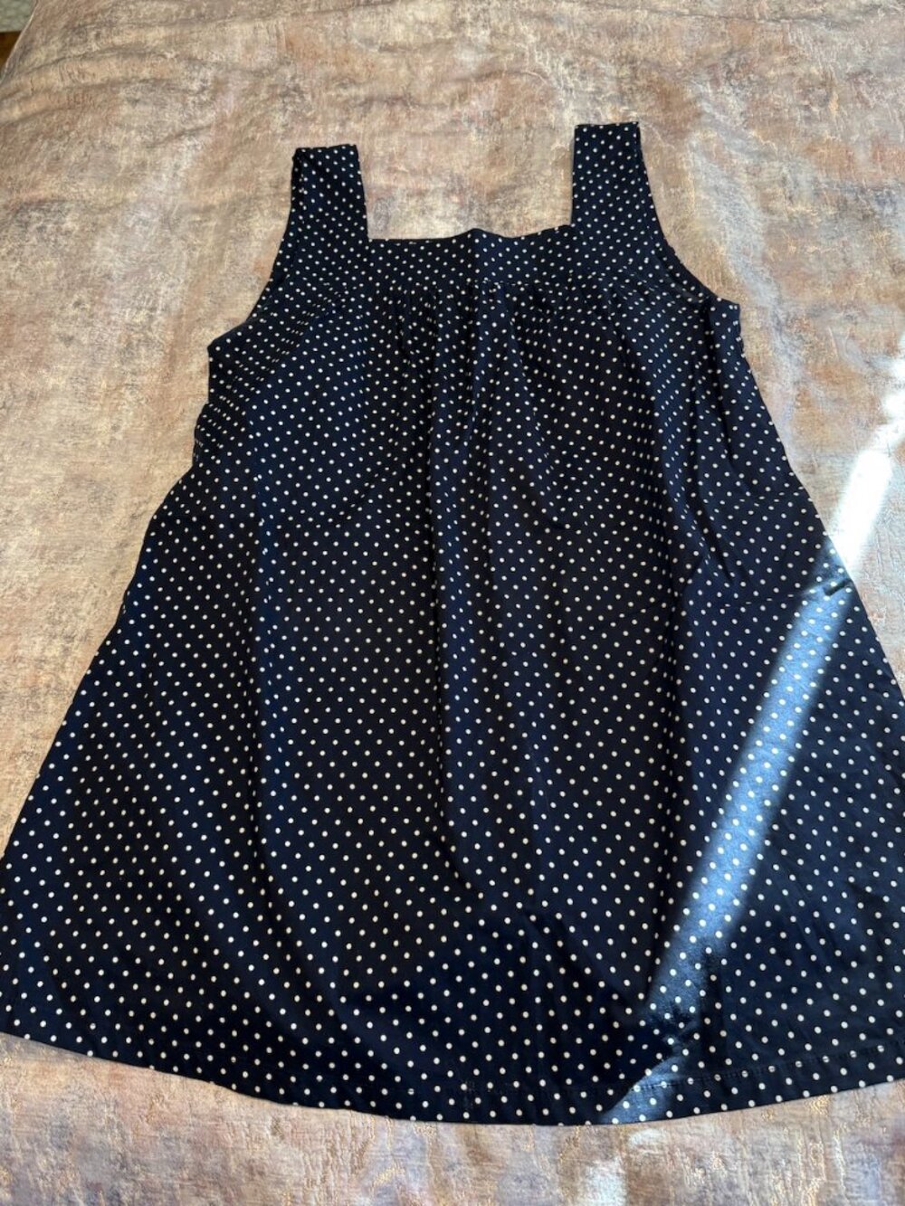 WeWoreWhat Navy Polka Dot Mini Dress | Square Neck | Pleated | Size M